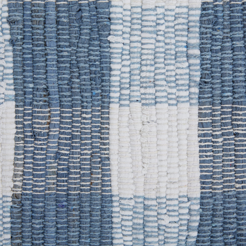 Gracie Oaks Debbagh Cotton Blue/White Machine Washable Rug & Reviews